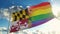 Flag of Maryland and LGBT. Maryland and LGBT Mixed Flag waving in wind. 3d rendering