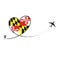 Flag Maryland Love Romantic travel Airplane air plane Aircraft Aeroplane flying fly jet airline line path vector fun