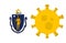 Flag of Massachusetts State With Outbreak Viruses. Novel Coronavirus Disease COVID-19