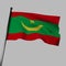 The flag of Mauritania flutters in the wind. 3d rendering, isolated image.