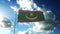 Flag of Mauritania waving at wind against beautiful blue sky