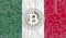 flag of Mexico and bitcoin, Integrated Circuit Board pattern. Bitcoin Stock Growth. Conceptual image for investors in