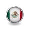 Flag of mexico, button with metal frame and shadow. mexico flag vector icon, badge with glossy effect and metallic border. Realist