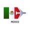 Flag of Mexico color line icon. Airline network. International flights. Popular tourist destination. Pictogram for web page,