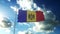 Flag of Moldova waving at wind against beautiful blue sky