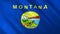 The flag of Montana. Shining silk flag of Montana. High quality render. 3D illustration