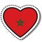 Flag Morocco heart sticker on white background. Vintage vector love badge. Template design element. National day.