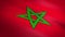 Flag of Morocco. Waving flag with highly detailed fabric texture seamless loopable video. Seamless loop with highly