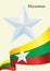 Flag of Myanmar, Republic of the Union of Myanmar. Bright, colorful vector illustration