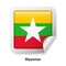 Flag of Myanmar. Round glossy sticker