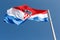 Flag, national symbol of Croatia against the blue sky