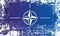 Flag of NATO, North Atlantic Treaty Organization. Wrinkled dirty spots.