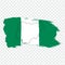 Flag Nigeria from brush strokes and Blank map Federative Republic of Nigeria. High quality map of Nigeria and flag on transparent