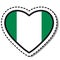 Flag Nigeria heart sticker on white background. Vintage vector love badge. Template design element. National day.