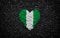 Flag of Nigeria, Nigerian flag, heart on the black background, stones, gravel and shingle, wallpaper, valentine`s day