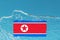 The flag of North Korea is painted on piece of ice in the form of an arctic iceberg against a blue sky. Closed policy, cold war.