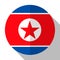 Flag North Korea - round flatstyle button with a shadow.