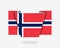 Flag of Norway. Flat Icon Waving Flag with Country Name