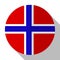 Flag Norway - round flatstyle button with a shadow.