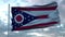 Flag of Ohio waving in the wind against deep beautiful clouds sky. 3d rendering