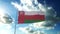 Flag of Oman waving at wind against beautiful blue sky. 3d rendering