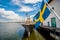 Flag os Sweden blowing in breeze.