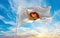 flag of Othon P. Blanco , Mexico at cloudy sky background on sunset, panoramic view. Mexican travel and patriot concept. copy