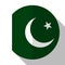 Flag Pakistan - round flatstyle button with a shadow.