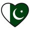 Flag of Pakistani in the shape of Heart with contrasting contour