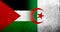 Flag of Palestine and Republic of Algeria national flag. Grunge background