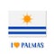 Flag of Palmas and lettering with heart. The capital of Tocantins state in Brazil . Vector template for banner, typography poster