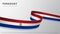 Flag of Paraguay. Realistic wavy ribbon with Paraguayan flag colors. Graphic and web design template. National symbol