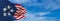 flag of Pentagon at cloudy sky background on sunset, panoramic view. copy space for wide banner