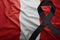 Flag of peru with black mourning ribbon