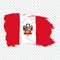 Flag of Peru from brush strokes and Blank map Peru. High quality map of Peru  and flag on transparent background.