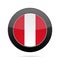 Flag of Peru. Shiny black round button.