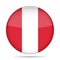 Flag of Peru. Shiny round button.