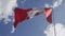 Flag of Peru waving against blue sky