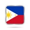 Flag of Philippines. Metallic gray square button.