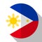 Flag Philippines - round flatstyle button with a shadow.