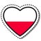 Flag Poland heart sticker on white background. Vintage vector love badge. Template design element. National day.