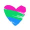 The flag of polysexual pride in the shape of a big heart. A colorful logo of one of the LGBT flags. Sexual identification. Vector