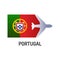 Flag of Portugal color line icon. Airline network. International flights. Popular tourist destination. Pictogram for web page,