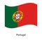 Flag of Portugal. Realistic waving flag of Portuguese Republic.
