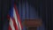 Flag of Puerto Rico and speaker podium tribune. Political event or statement related conceptual 3D animation