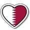 Flag Qatar heart sticker on white background. Vintage vector love badge. Template design element. National day.