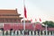 Flag Raising Ceremony of Tiananmen Square. a famous historic site in Beijing, China.