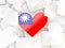 Flag of republic of china, heart shaped stickers