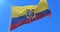 Flag of the Republic of Ecuador waving at wind with blue sky, loop