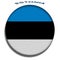 Flag of the Republic of Estonia. Badge. Logo and text. Round shape and shadows. 3D rendering